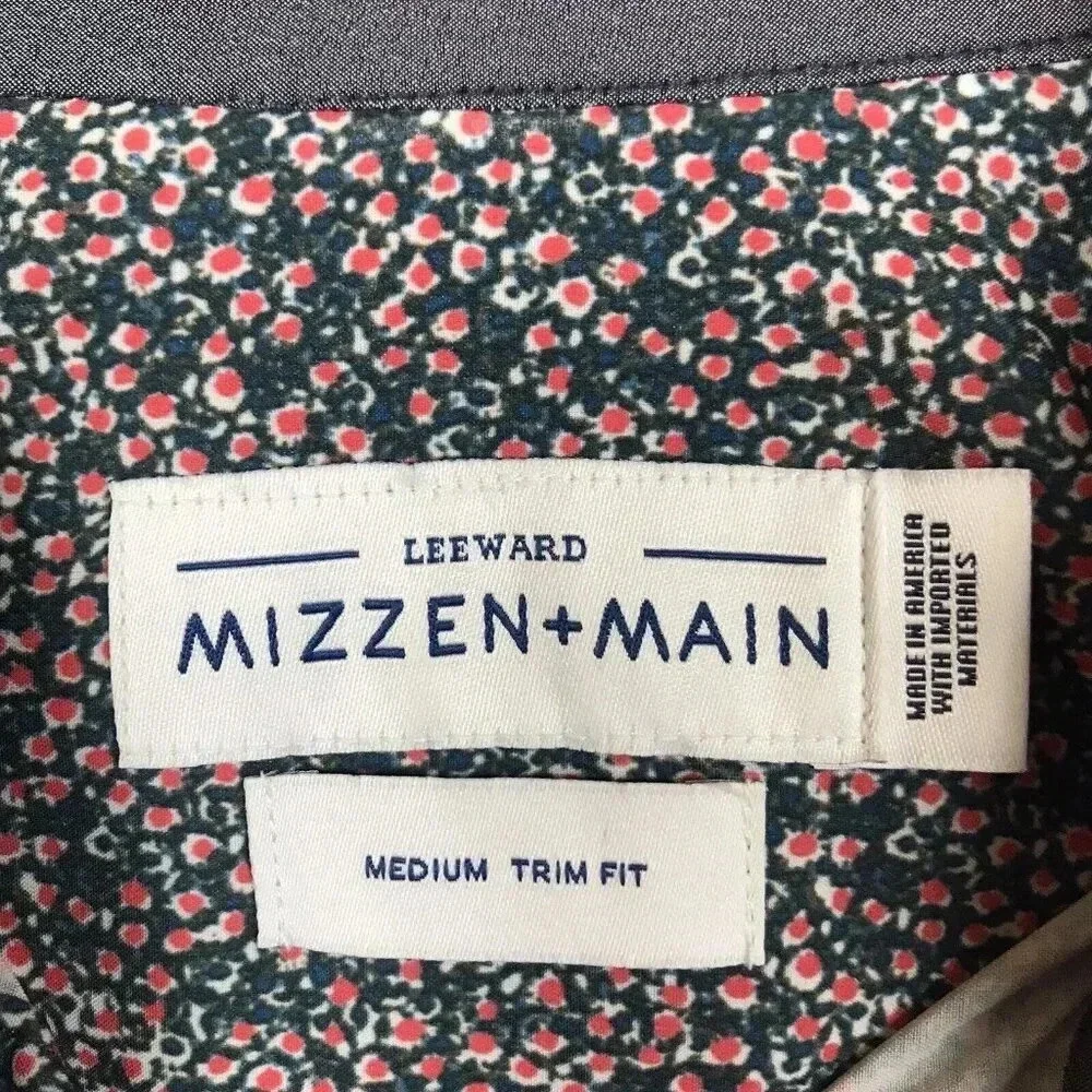 Mizzen + Main Leeward Trim Fit Long Sleeve Button Up Shirt Mens Size Medium M